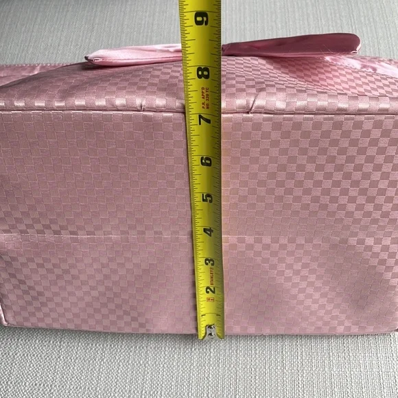 Naraya checkered pink quilted bow tote shoulder bag - Picture 11 of 15